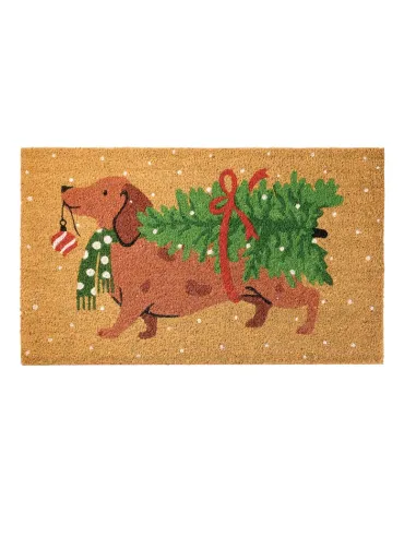 Benvenuto Natale - Zerbino Natalizio Decoro Bassotto con Albero di Natale L'oca Nera