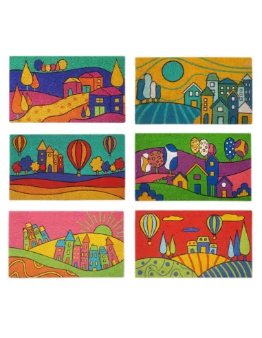 Zerbino Cocco Paesaggio Colorato 70x40 6 Decori Assortiti - 1Pz