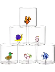 Set 6 Bicchieri Animaletti in Vetro Borosilicato