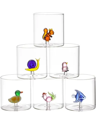 Set 6 Bicchieri Animaletti in Vetro Borosilicato