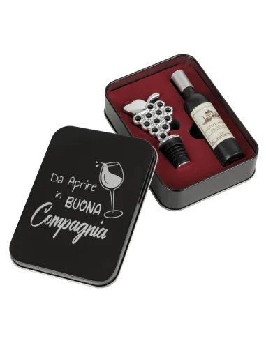 Set da Vino in Scatola in Latta da Aprire in Buona Compagnia