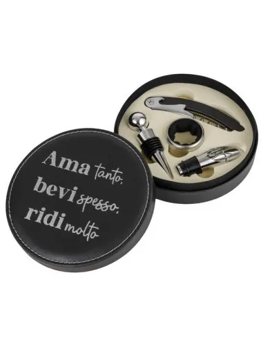 Set da Vino Scatola Tonda Ama Bevi Ridi