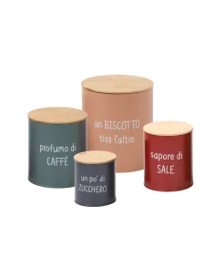 Set 4 Barattoli Mix Colors Biscottiera Sale Zucchero Caffè