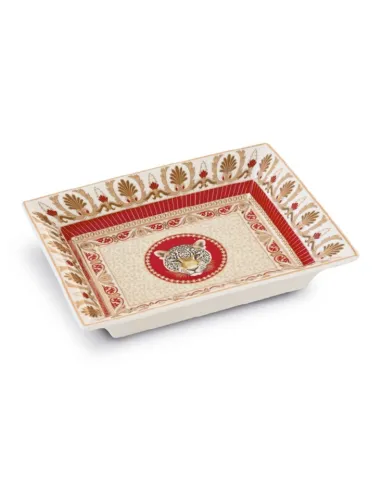 Svuotatasche 19,5x15,5 cm in porcellana con coperchio Leopard in luxury box