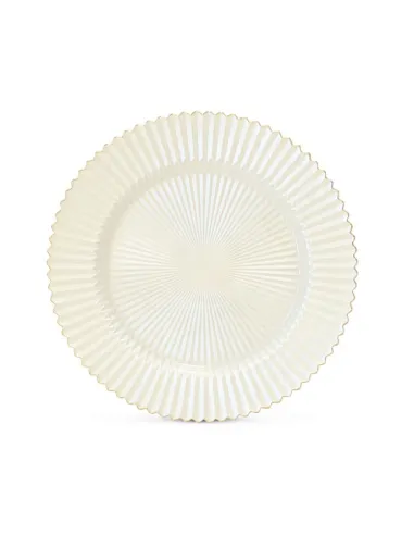 Piatto da Portata in Vetro Bianco con Bordo Oro 33 cm in Color Box
