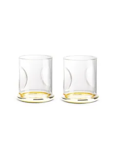 Set 2 Bicchieri Acqua 350 ml in Vetro con Base Oro in Color Box