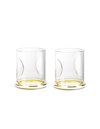Set 2 Bicchieri Acqua 350 ml in Vetro con Base Oro in Color Box