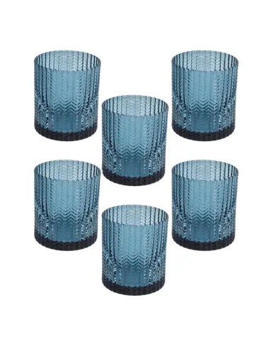 Set 6 Bicchieri in Vetro Blu cc 280 Linea Grain Andrea Fontebasso