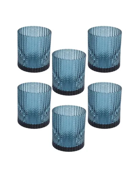 Set 6 Bicchieri in Vetro Blu cc 280 Linea Grain Andrea Fontebasso
