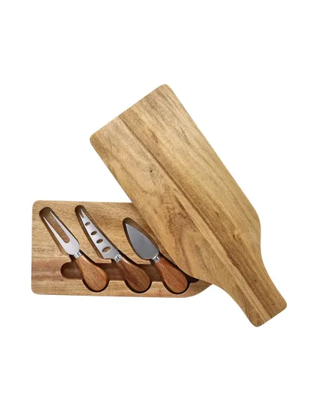 Set Formaggio 3 pezzi Tagliere Guest & Gift Acciaio e Legno D'acacia Andrea Fontebasso