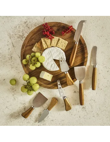 Set Formaggio 3 pezzi Tagliere Guest & Gift Acciaio e Legno D'acacia Andrea Fontebasso