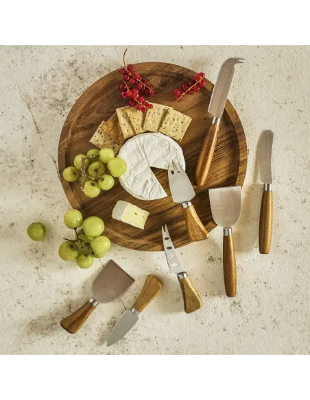 Set Formaggio 3 pezzi Tagliere Guest & Gift Acciaio e Legno D'acacia Andrea Fontebasso