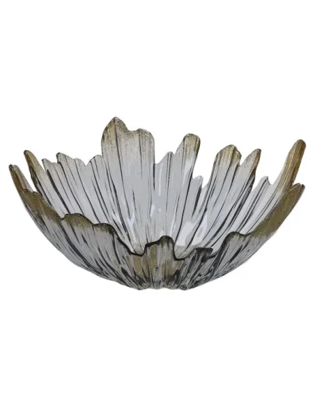 Centrotavola Sfumato in Vetro Grigio e Oro 26 cm