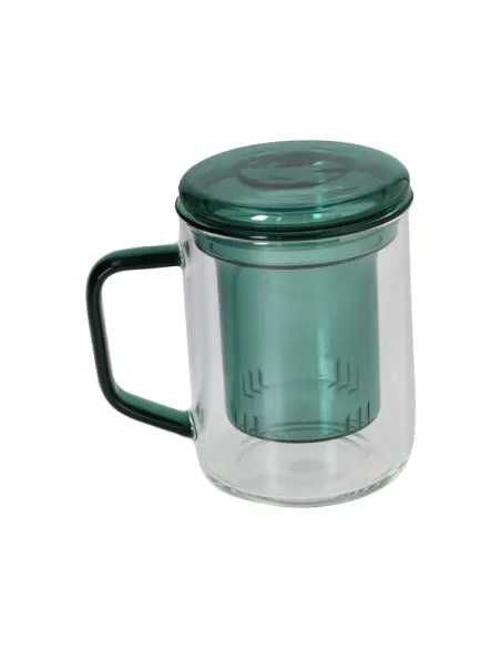 Mug con Filto 400 cc Outline Vetro Borosilicato Verde