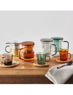 Mug con Filto 400 cc Outline Vetro Borosilicato Verde 2