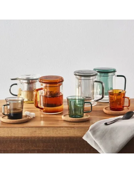 Mug con Filto 400 cc Outline Vetro Borosilicato Verde