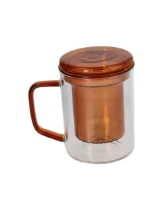Mug con Filto 400 cc Outline Vetro Borosilicato Ambra