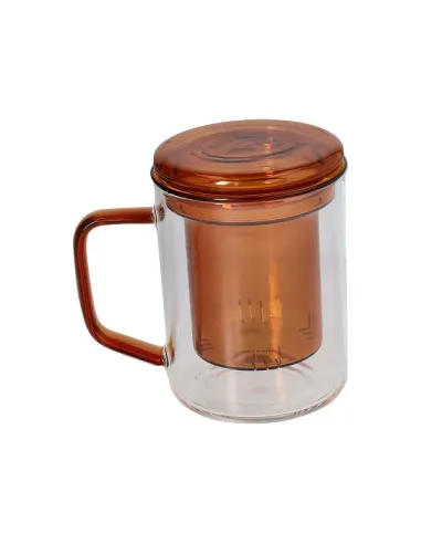 Mug con Filto 400 cc Outline Vetro Borosilicato Ambra