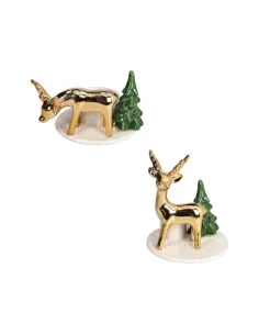 Set 2 Portacandela Classy Porcellana Oro PVC