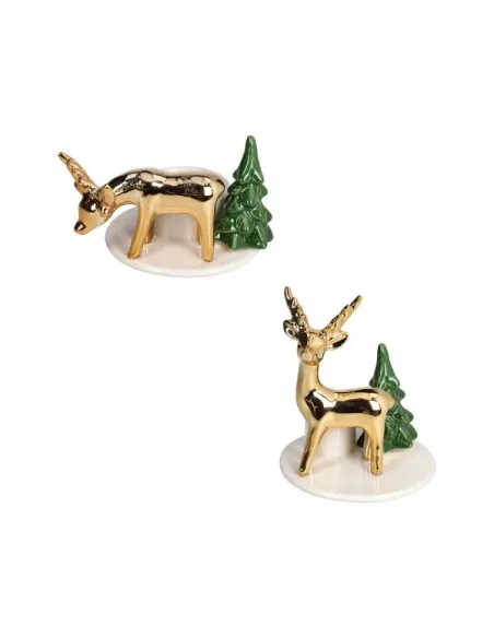 Set 2 Portacandela Classy Porcellana Oro PVC