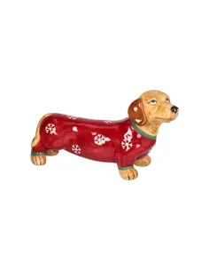 Bassotto Decoro Ficchi di Neve h 14 cm Merry Doxie in Stoneware