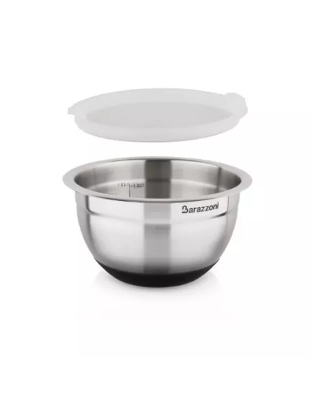 Bowl Acciaio Silicone cm. 16x9.6 Con Coperchio Acciaio Inox 18/10  - 810160016  - Barazzoni  - Insalatiere e Ciotole