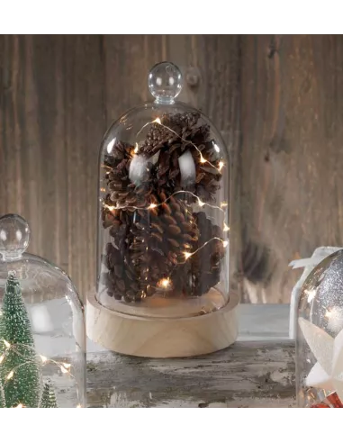 Campana In Vetro Decoro Pigne Cm. 22 A Led Mascagni C277  - 20PC277  - Mascagni  - Natale Mascagni