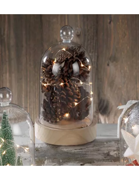 Campana In Vetro Decoro Pigne Cm. 22 A Led Mascagni C277  - 20PC277  - Mascagni  - Natale Mascagni