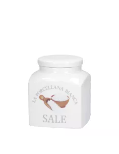 Conserva Barattolo Porcellana Deco 1,1L Sale  - P0126110SA  - La Porcellana Bianca  - Barattoli e Biscottiere