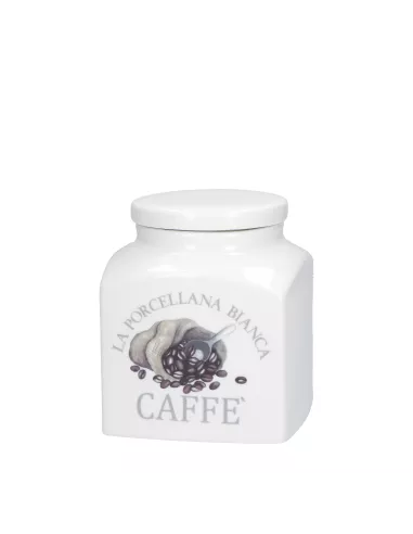 Conserva Barattolo Porcellana Deco 1,1L Caffè  - P0126110CA  - La Porcellana Bianca  - Barattoli e Biscottiere