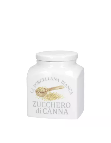 Conserva Barattolo Porcellana Deco 1,1L Zucchero Di Canna  - P0126110ZC  - La Porcellana Bianca  - Barattoli e Biscottiere