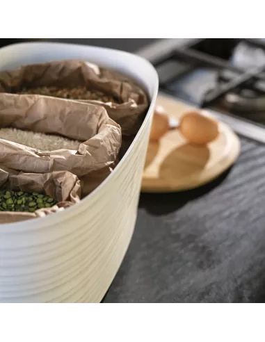Tierra - Cassetta Pane Con Coperchio E Tagliere In Bambù Colore Bianco Latte