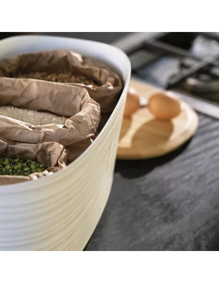 Tierra - Cassetta Pane Con Coperchio E Tagliere In Bambù Colore Bianco Latte