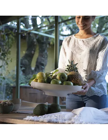 Centrotavola Rotondo In Ceramica Bianca A Forma Di Fruttiera Con Nastri – Decorazione Da Tavola Elegante