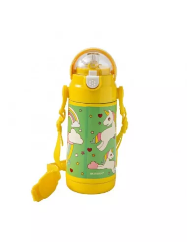Bottiglia Termica Baby 350ml Inox/abs C/cannnuccia Silicone Decori Assortiti