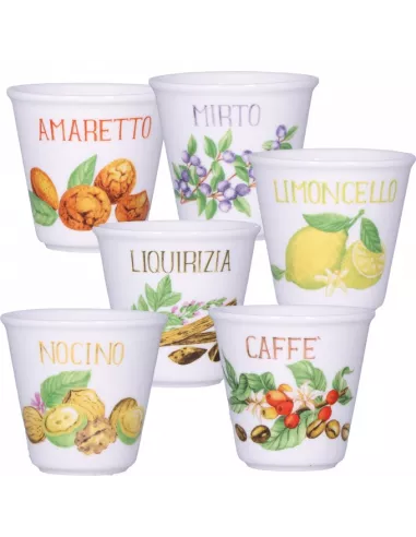 Liquorelli Set 6 Bicchierini Liquore Porcellana in Gift Box
