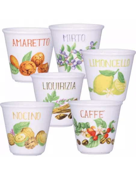 Liquorelli Set 6 Bicchierini Liquore Porcellana in Gift Box