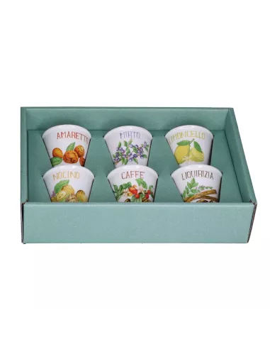 Liquorelli Set 6 Bicchierini Liquore Porcellana in Gift Box