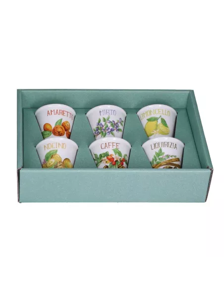 Liquorelli Set 6 Bicchierini Liquore Porcellana in Gift Box