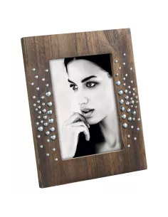 Portafoto In Legno Con Borchie Noce 13x18 cm Cod. A1262