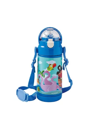 Bottiglia Termica Baby 350ml Inox/abs C/cannnuccia Silicone Decori Assortiti