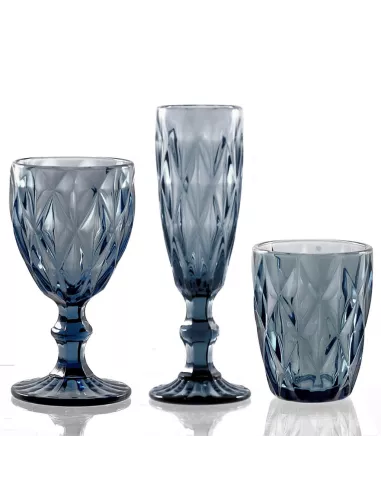 Set 6 Bicchieri Acqua Blue Diamond In Vetro