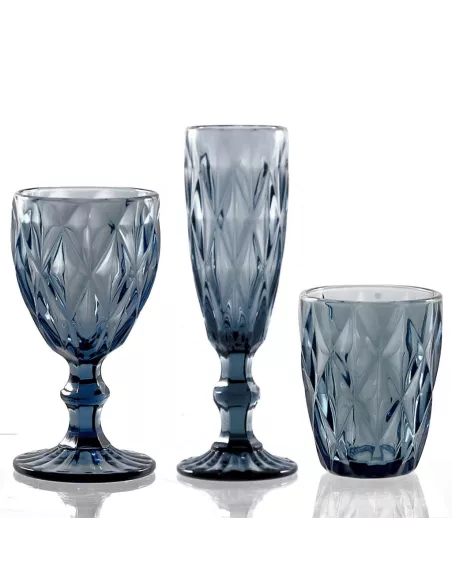 Set 6 Bicchieri Acqua Blue Diamond In Vetro