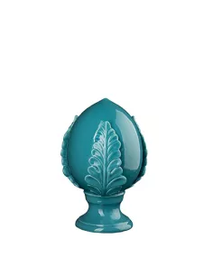 Pumo Turchese Decorazione H.18 Dipinto A Mano Porcellana