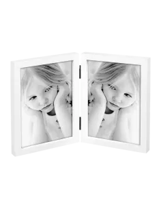 Portafoto Doppio In Legno Bianco Cm. 13x18